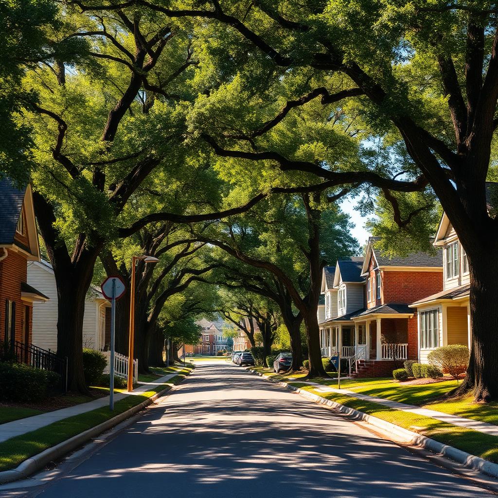 Tree-lined residential street in a Marietta, Georgia neighborhood representing the communities served by Summit Lending Group LLC.